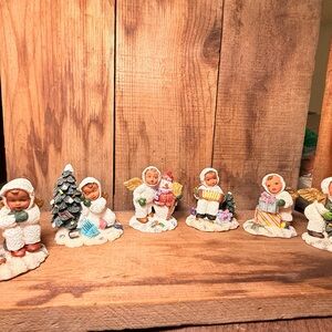 Vintage Spain Inc Snow Baby Angel Figurines Christmas Set Of 6